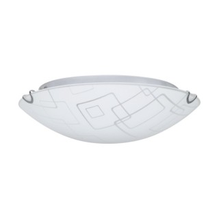 Dallas Plafonnier Incl. 1xLED 18W 1650lm 2700K Métal Chromé/Verre Blanc à motifs