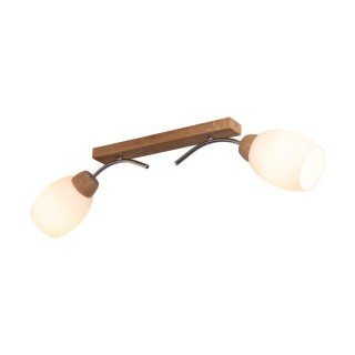Skaja Plafonnier 2xE27 max. 40W Bois de Chêne Huilé/Métal Chromé/Verre Blanc