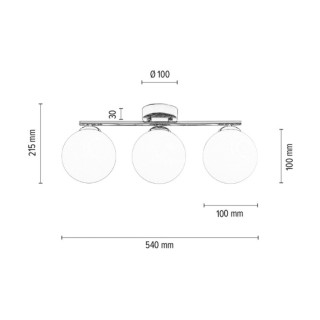 Tilo Plafonnier 3xE14 max. 25W Métal Chromé/Verre Blanc