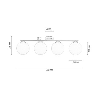 Tilo Plafonnier 4xE14 max. 25W Métal Noir/Verre Blanc