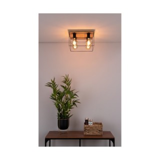 Gretter Plafonnier 4xE27 Max.60W Chêne huilé / Métal Noir