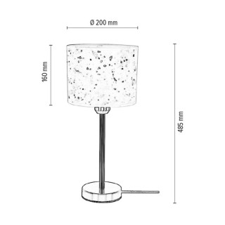 Tamara Lampe de Table 1xE27 Max.40W Métal Satiné/Câble PVC Transparent/Tissu Eco