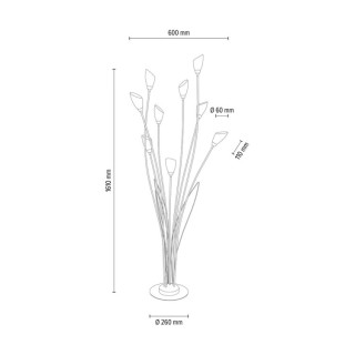 Gloriosa Lampadaire9xG9 Max.6W LED Métal Noir / Verre Blanc