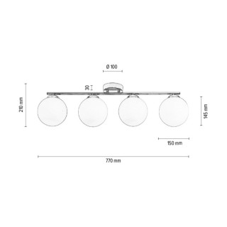 Tilo Plafonnier 4xE14 max. 25W Métal Chromé/Verre Blanc