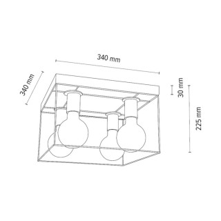 Gretter Plafonnier 4xE27 Max.60W Chêne huilé / Métal Noir