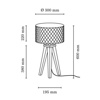 Mirabella Lampe de Table 1xE27 Max.60W Chêne Huilé/Câble Anthracite/Matière Synthétique Noire
