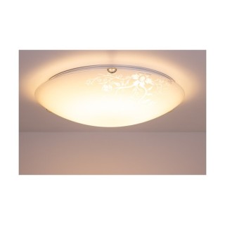 California Plafonnier Incl. 1xLED 18W Métal Chromé/Verre Blanc à motifs