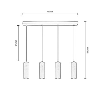 Pipe Lampe Suspendue Incl. 4xGU10 Led 5W Métal Noir/Câble PVC Noir/Hêtre couleur Noyer