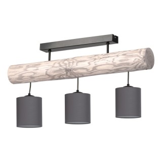 Trabaja Plafonnier 3xE27 Max.25W Pin Teinté Gris/Métal Noir/Tissu Anthracite