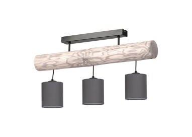 Trabaja Plafonnier 3xE27 Max.25W Pin Teinté Gris/Métal Noir/Tissu Anthracite