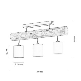 Trabaja Plafonnier 3xE27 Max.25W Pin Teinté Gris/Métal Noir/Tissu Anthracite