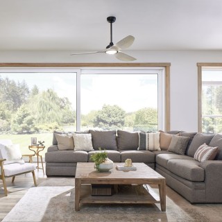 Imari - 65in Ventilateur - Satin Noir Elstead Lighting