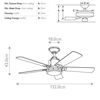 Colerne - Ventilateur 132cm Nickel - Elstead Lighting