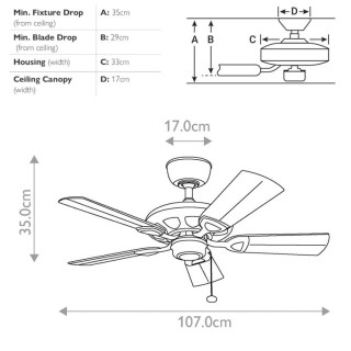 Kevlar - Ventilateur 42in Blanc Mat - Elstead Lighting