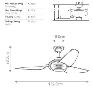 Voya - 60in Fan - Acier inoxydable - Elstead Lighting