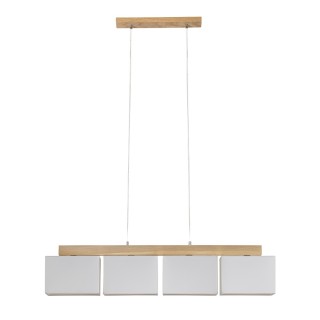Cassy Lampe Suspendue 4xE27 Max.25W Chêne Huilé/Câble PVC Transparent/Tissu Gris
