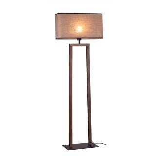 Habita Lampadaire 1xE27 Max.40W Métal Noir/Pin Teinté Noyer/Tissu Beige-Noir
