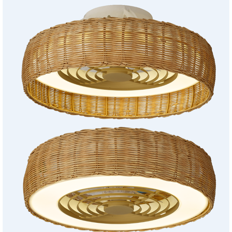 Plafonnier LED 55W Ventilateur 25W KILIMANJARO MINI Rotin