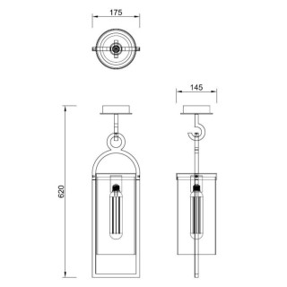 Plafonnier Long Extérieur IP54 MAYA Gris foncé