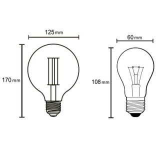 Ampoule LED E27 8 W 2200 K 800 lm G125  LED**** Transparent
