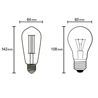Ampoule LED E27 8W 2200K 800lm ST64  LED**** Transparent