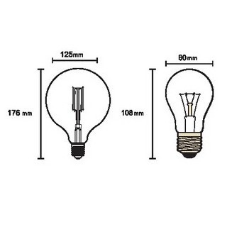 Ampoule LED E27 6,5 W 2200 K 650 lm G125  LED**** Transparent
