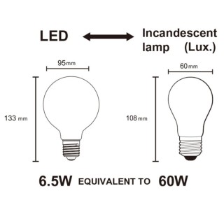 Ampoule LED E27 7W 3000K 720lm G95  LED**** Blanc
