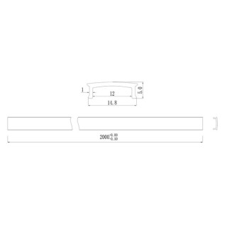 PROFIL ALU NOIR 2000*17,1*8,5mm TIRAS LED STRIPS Noir