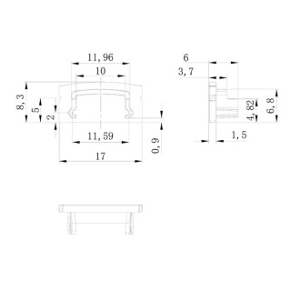 EMBOUT BLANC SANS TROU PROFIL ALUMINIUM 2000*17,1*8,5mm TIRAS LED STRIPS Blanc