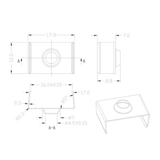 CLIP DE FIXATION PROFIL EN ACIER 2000*17,1*8,5mm TIRAS LED STRIPS Acier