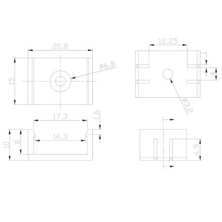 CLIP DE FIXATION PROFIL TRANSPARENT 2000*17,1*8,5mm TIRAS LED STRIPS Transparent