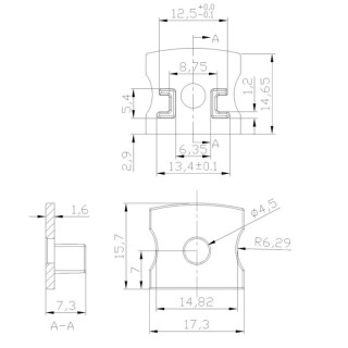 EMBOUT BLANC AVEC TROU PROFIL ALUMINIUM 2000*17,1*15,3mm TIRAS LED STRIPS Blanc