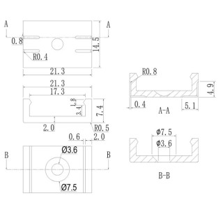 CLIP DE FIXATION PROFIL TRANSPARENT 2000*17,1*15,3mm TIRAS LED STRIPS Transparent