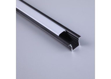 PROFIL EN ALUMINIUM ENCASTRÉ NOIR 2000*17,3*15,3mm TIRAS LED STRIPS Noir
