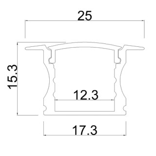 PROFIL EN ALUMINIUM ENCASTRÉ NOIR 2000*17,3*15,3mm TIRAS LED STRIPS Noir