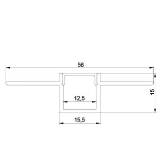 PROFIL EN ALUMINIUM ENCASTRÉ. 2000*56*15mm TIRAS LED STRIPS Aluminium