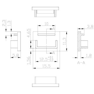 EMBOUT SANS TROU PROFILÉ EN ALUMINIUM ENCASTRE. 2000 x 35 x 11 m TIRAS LED STRIPS Gris