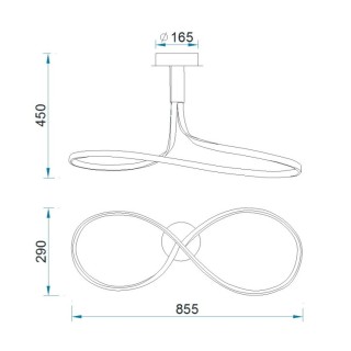 Lampe suspendue LED à intensité variable NUR Argent chromé
