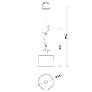 Lampe suspendue - Petite SABINA Imitation bois