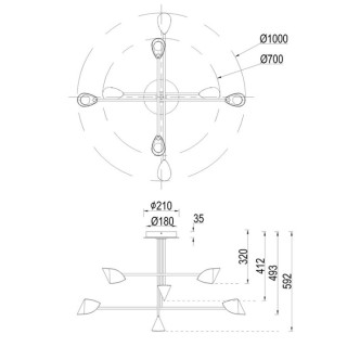 Lampe suspendue LED 61,5 W 3000 K CAPUCCINA Noir