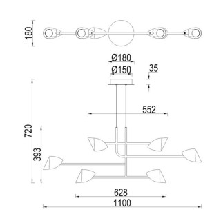 Suspension LED 45W 3000K Line CAPUCCINA Noir