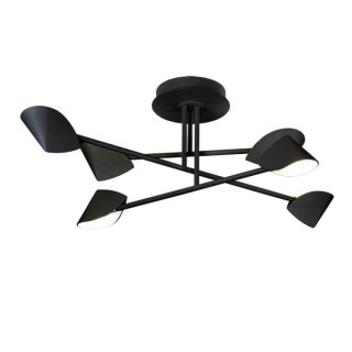 Plafonnier moyen 6 lumières LED 45 W 3 000 K CAPUCCINA Noir