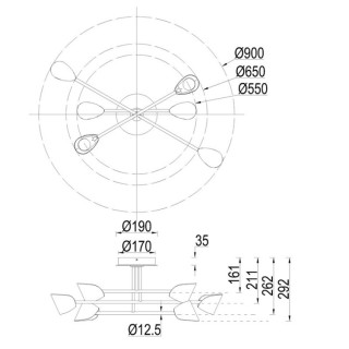 Plafonnier moyen 6 lumières LED 45 W 3 000 K CAPUCCINA Noir