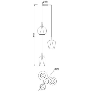 Lampe suspendue 3 lumières ELSA Or