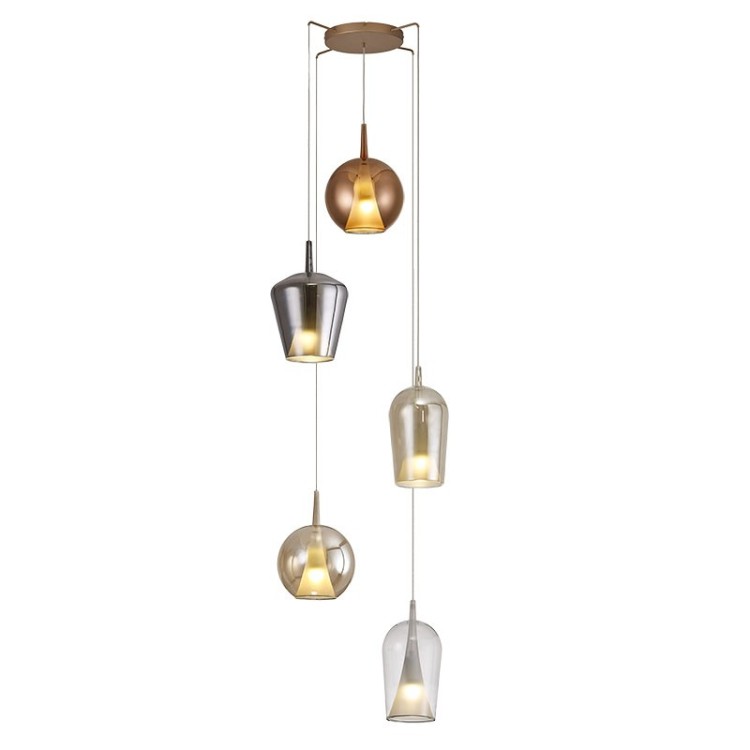 Lampe suspendue 5 lumières ELSA Or
