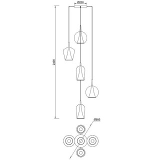 Lampe suspendue 5 lumières ELSA Or