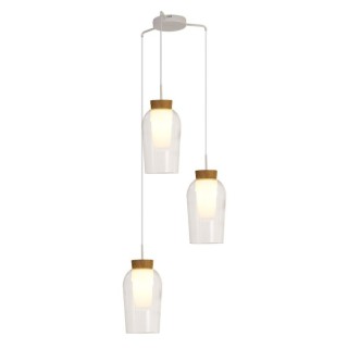 Lampe suspendue 3 lumières NORA Blanc/Bois