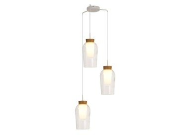Lampe suspendue 3 lumières NORA Blanc/Bois