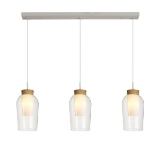 Lampe suspendue 3 lumières NORA Blanc/Bois