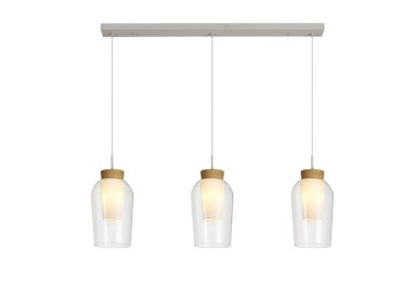 Lampe suspendue 3 lumières NORA Blanc/Bois